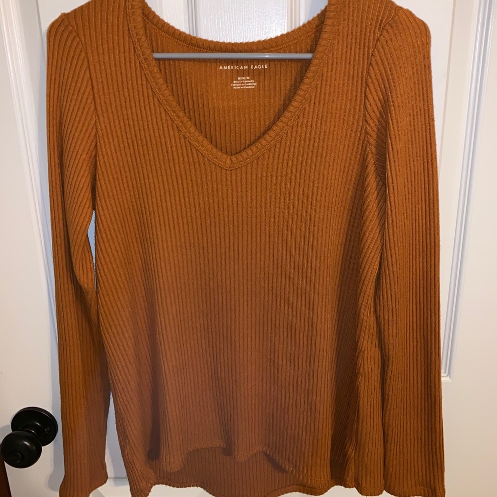 Rusty Orange American Eagle Long Sleeve Tee